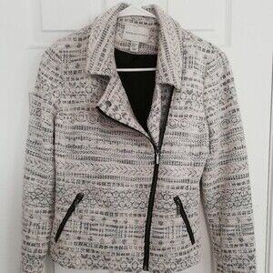 Adrienne Vittadini Grey and White Blazer Jacket Size XS